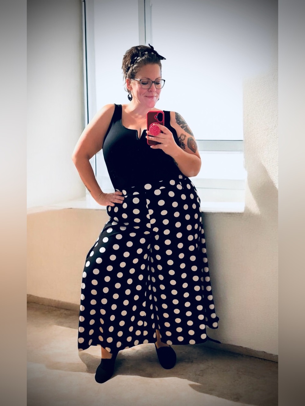 Cato Polka Dot High Rise Wide Leg Palazzo Pants